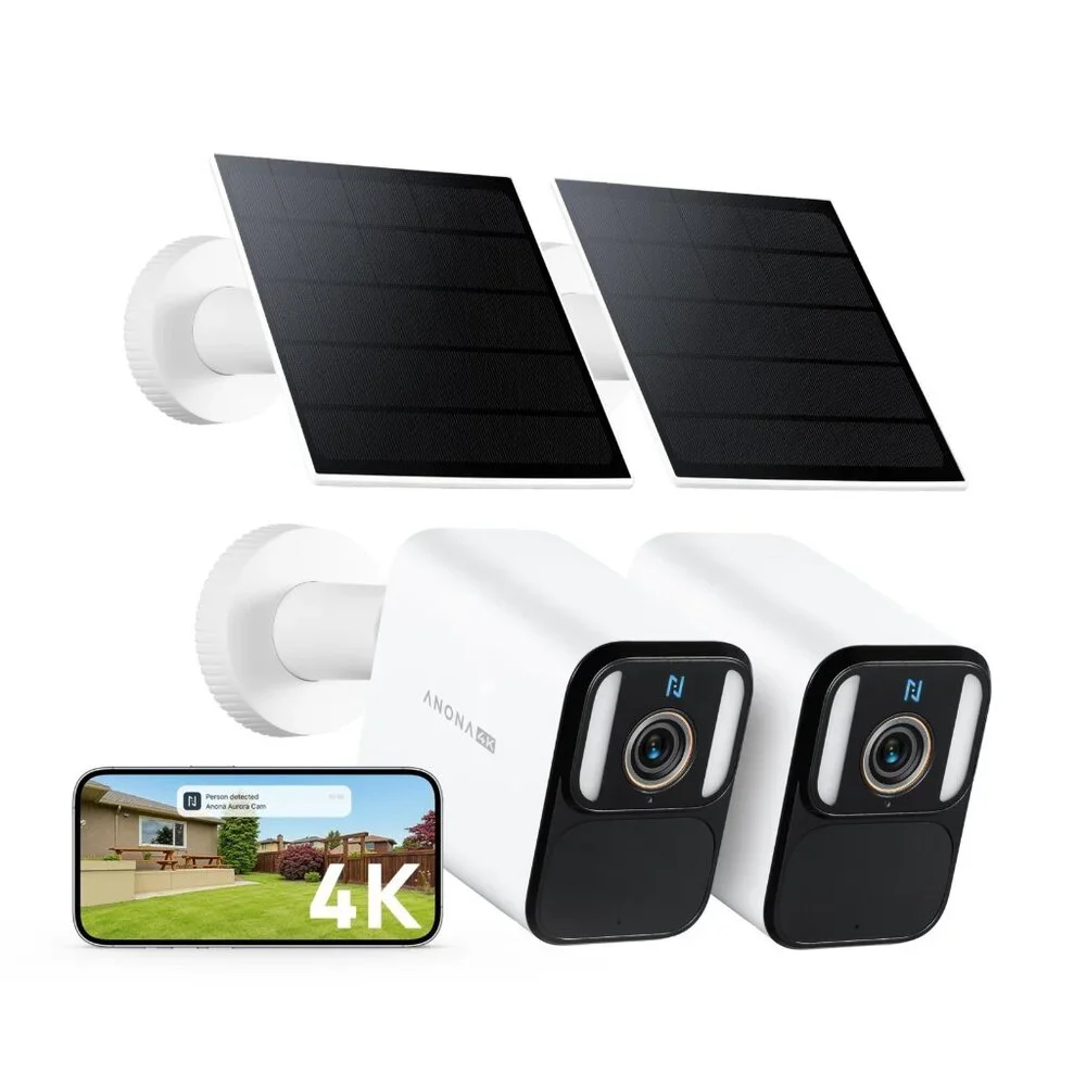 Anona 4K Solar Security Cameras Wireless Outdoor, Forever Power with Solar Panel